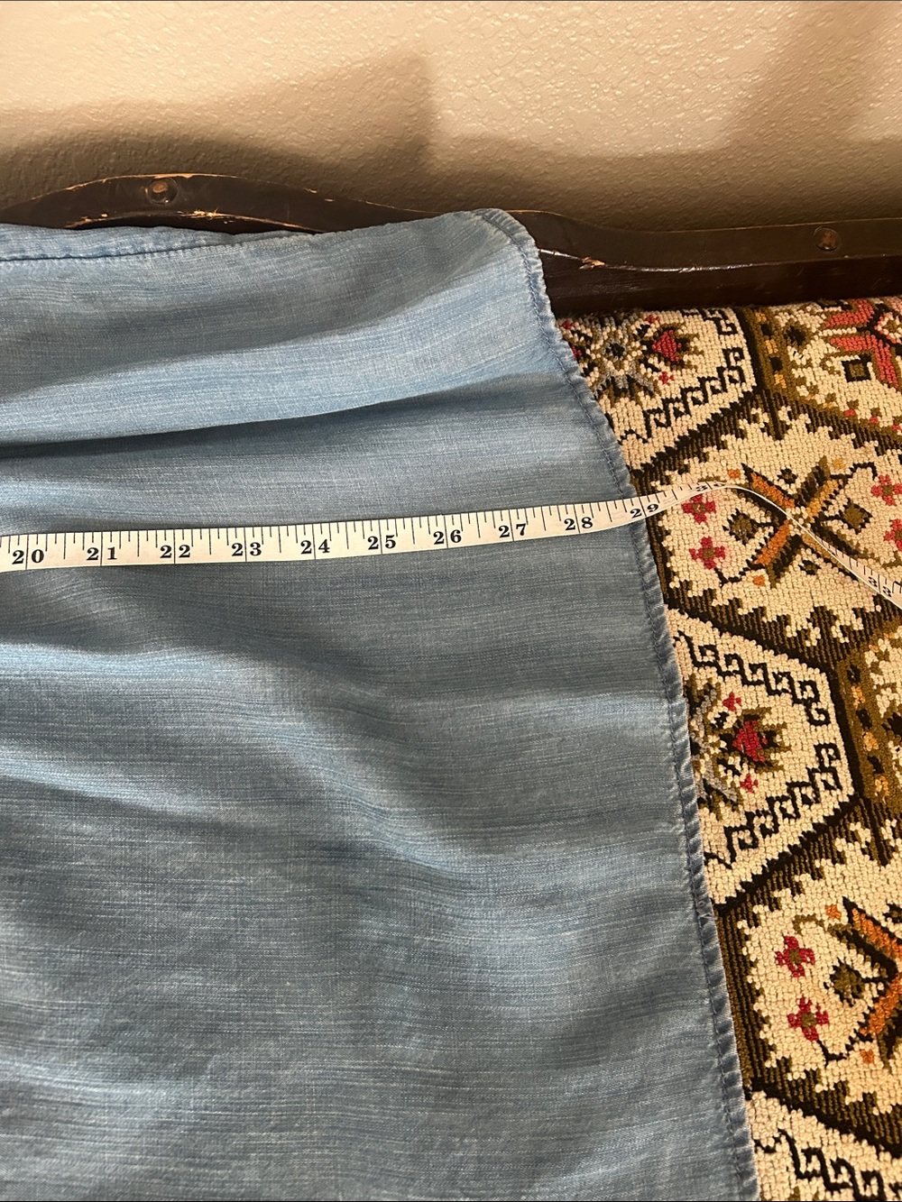 LC Lauren Conrad Light Blue Chambray Peasant Top - Picture 7 of 8
